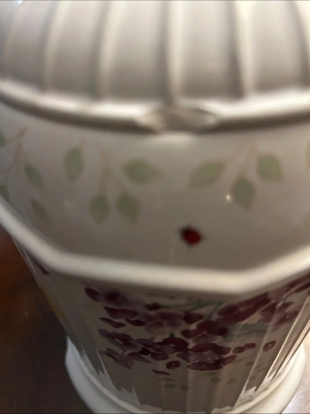 Lenox White Ceramic Floral Accent Vase with Purple Blooms